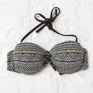 la Vie En Rose Aztec Bandeau Bikini Swim Top Sz M